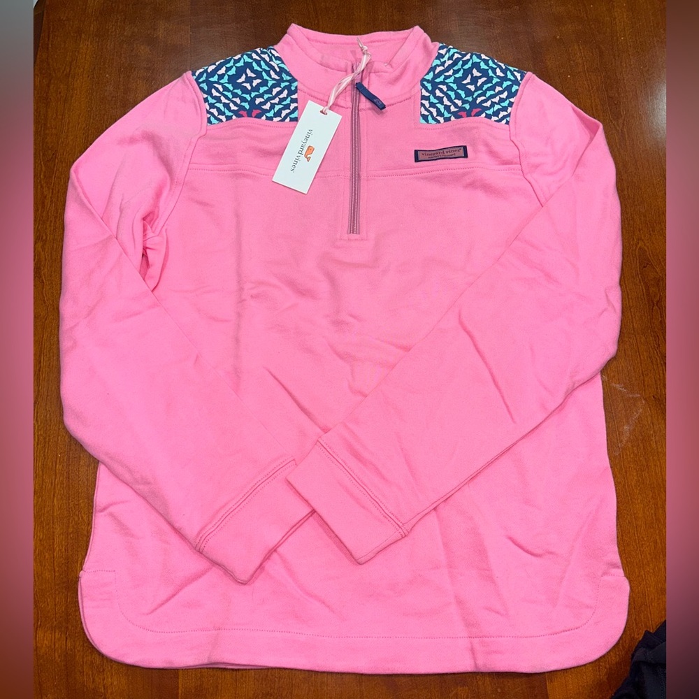 Vineyard Vines Girls Pink Quarter-Zip Pullover